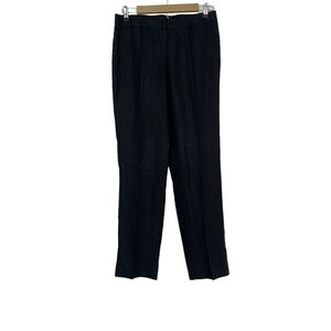 Lafayette 148 New York Black Barrow 100% Linen Trouser Pants Size 8